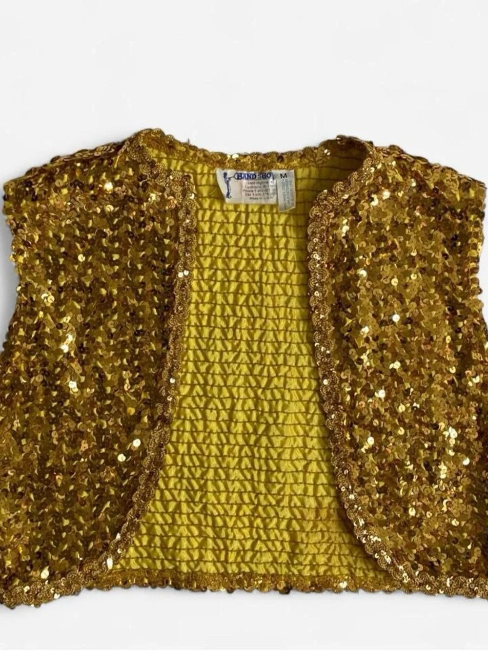 Vintage Cropped Gold Sequin Vest